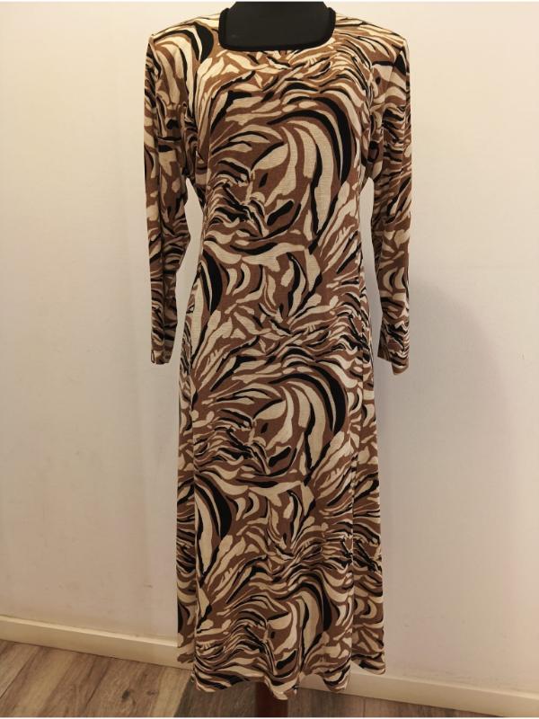 Vestido estampado camel y negro
