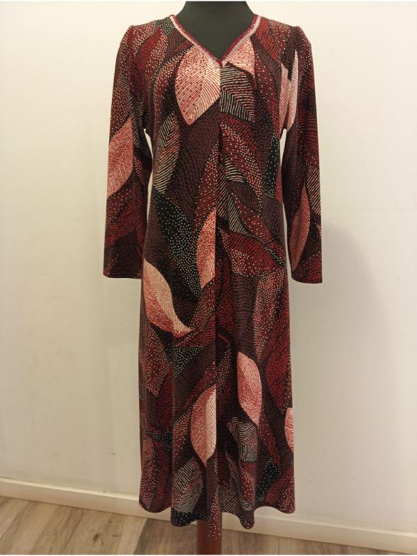 Vestido hojas granate