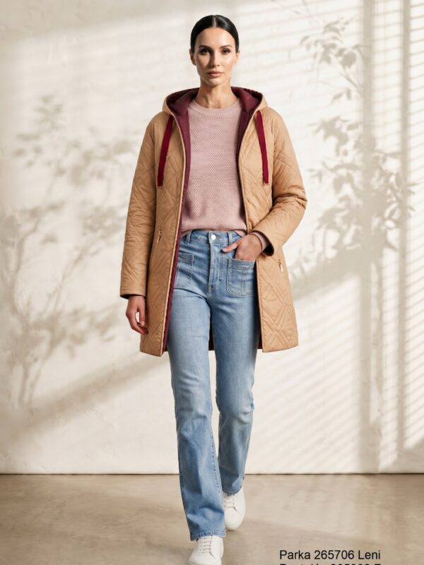 Parka - chaleco beig y granate reversible.