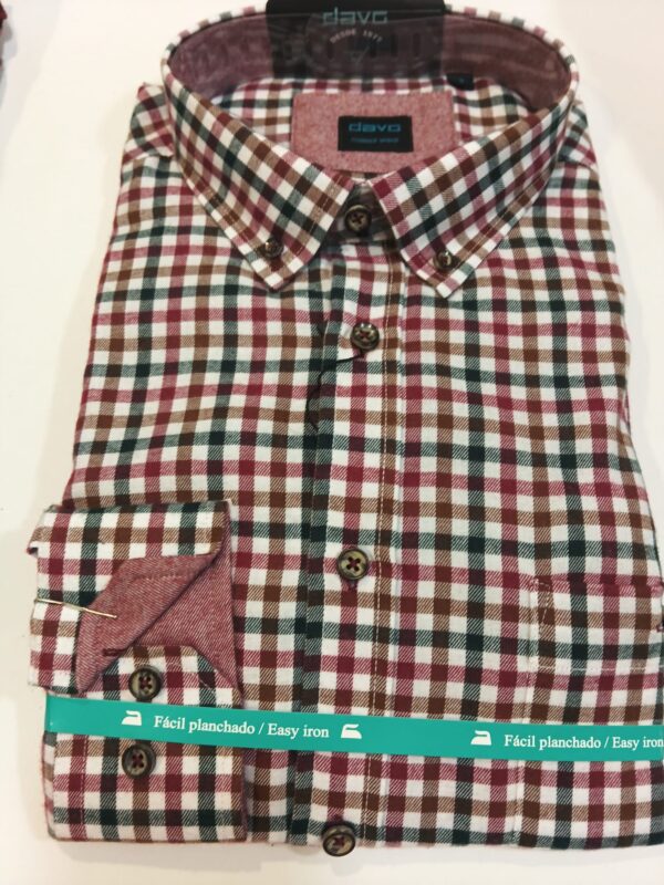 Camisa de franela cuadritos granate y verde
