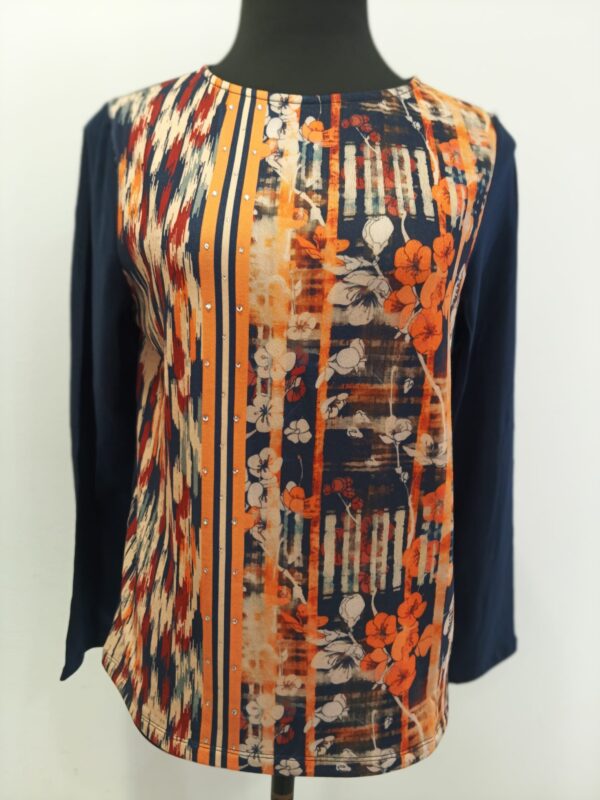 Camiseta marino estampado naranja