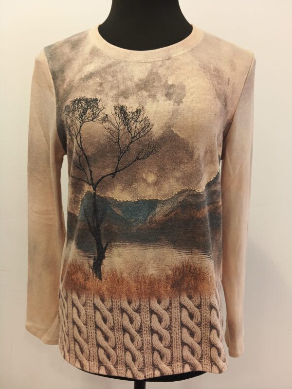 Camiseta beig paisaje