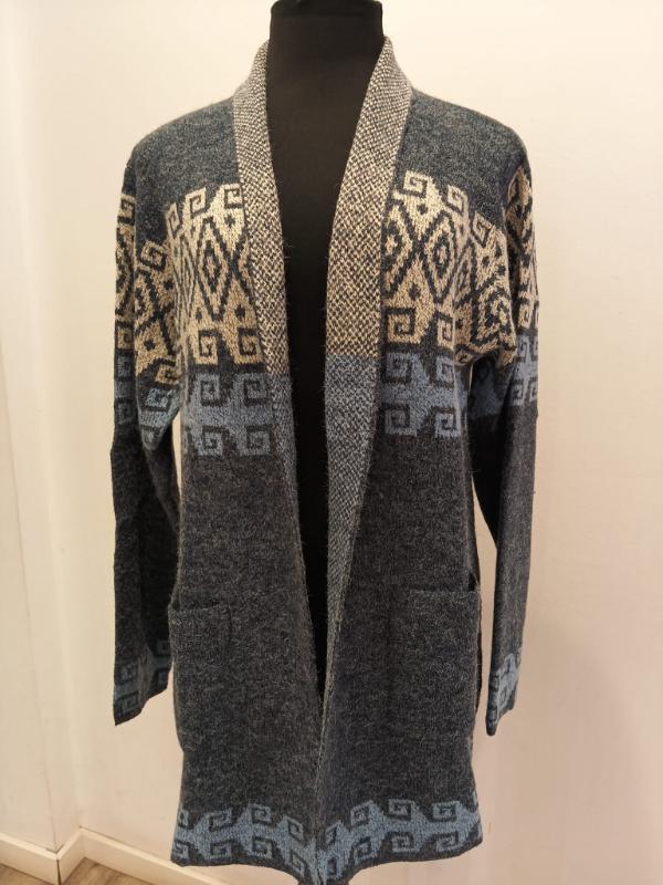 Chaqueta larga azul greca