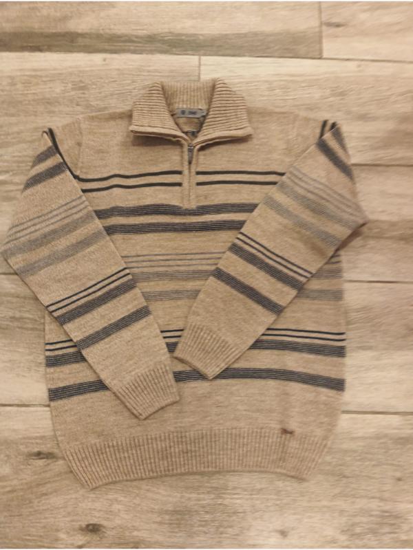 Jersey beig de rayas con cremallera
